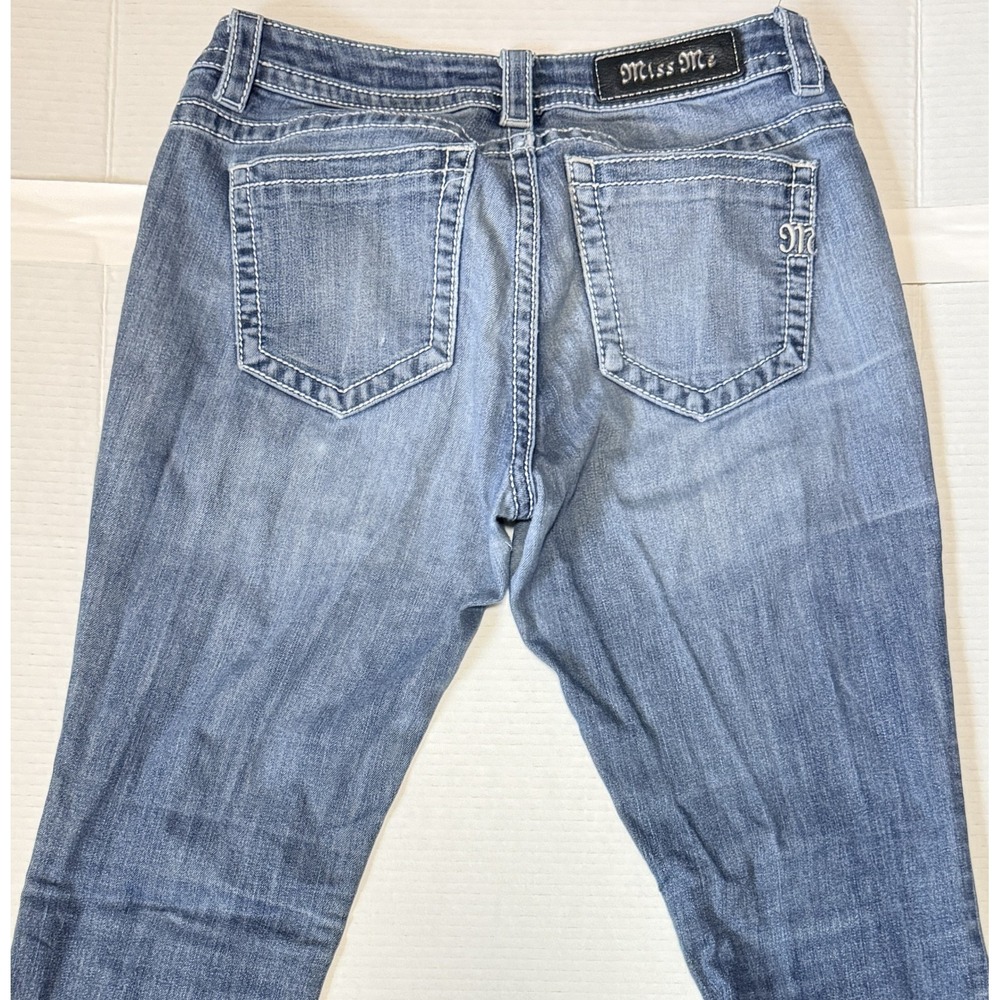 MISS ME - Women's Mid-Rise Bootcut Jeans - Distressed Denim Blue - Size 28